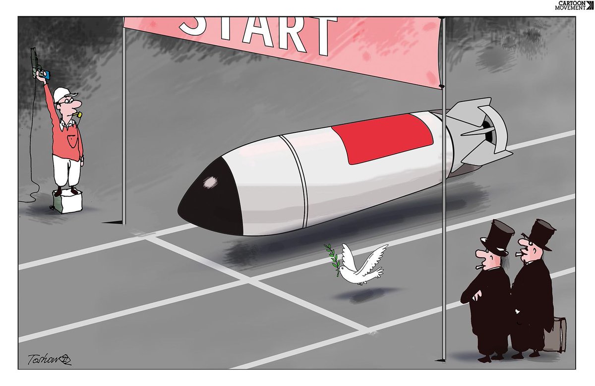 cartoonmovement's tweet photo. Race. Today's cartoon by Toso Borkovic. You can subscribe to our daily cartoon here: https://t.co/LQmfZG3QdY

#war #peace #race #tortoiseandhare https://t.co/ZaRncTictU