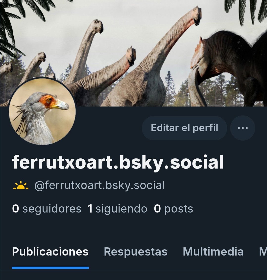 Dear friends, I have already created my account in bluer skies that I hope will eventually replace the toy of the most divorced man in history

So you know, follow me, there will be dinosaurs, art, 3D and things like that