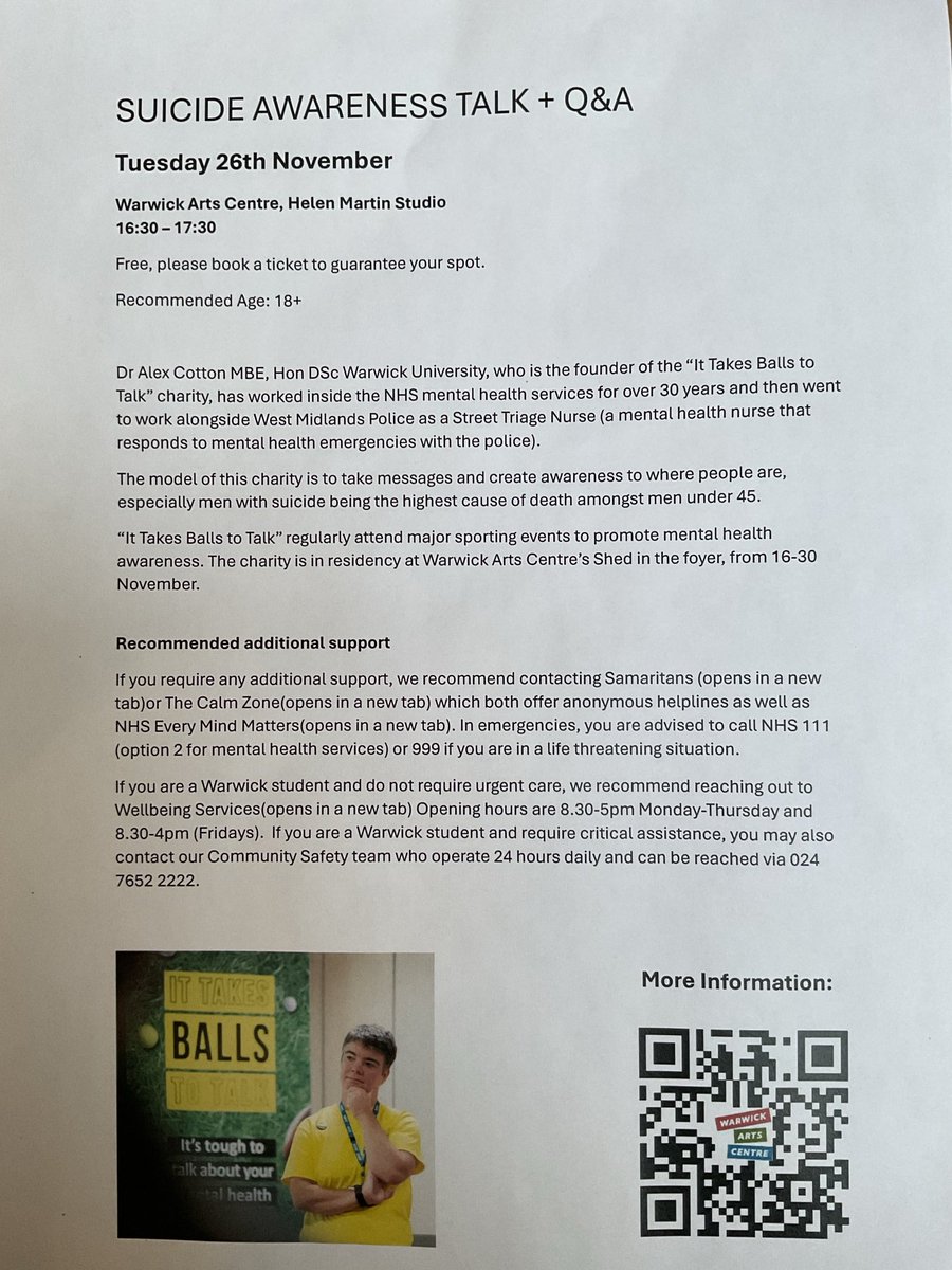 For people who would benefit for themselves or others. Getting our message out there to have the biggest impact. Prevention, Prevention; Prevention.
⁦<a href="/CWPTTalkTherapy/">CWPT Talking Therapies</a>⁩ ⁦⁩ ⁦<a href="/Coventry_City/">Coventry City</a>⁩⁩ ⁦<a href="/warkspolice/">Warwickshire Police</a>⁩ ⁦⁩ ⁦⁦<a href="/CWPT_NHS/">Coventry and Warwickshire Partnership NHS Trust</a>⁩ ⁦<a href="/WMPolice/">West Midlands Police</a>⁩