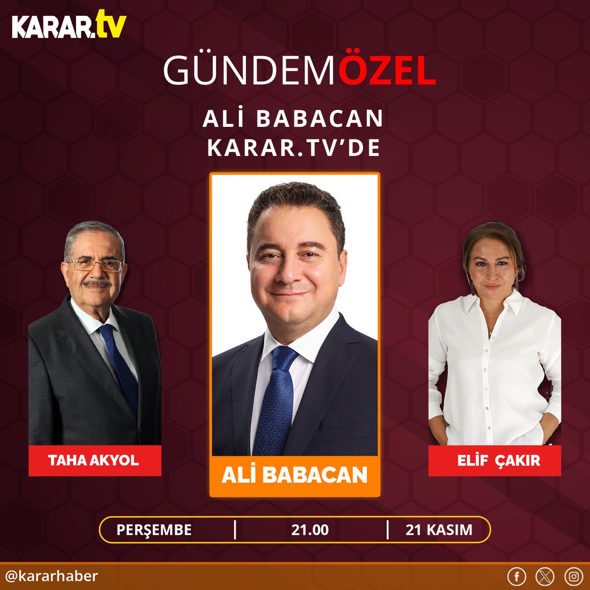 #CANLI |

DEVA Partisi Genel Başkanı Ali Babacan, 'Gündem Özel' programında Taha Akyol ve Elif Çakır'ın sorularını yanıtlıyor 

🗓️21 Kasım (Bugün)
🕤21.00

<a href="/alibabacan/">Ali Babacan</a> <a href="/takyol96/">Taha Akyol</a> <a href="/elifcakirr/">Elif Çakır</a>