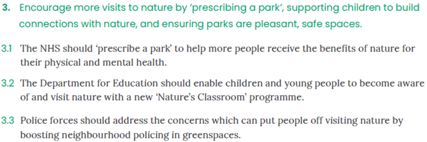 nedhammond's tweet photo. And third, greater interaction with nature should be encouraged by expanding Green Social Prescribing across the country, launching a new 'Nature's Classroom' programme, and ensuring parks are pleasant, safe spaces to visit. https://t.co/iBjLLOCzdm