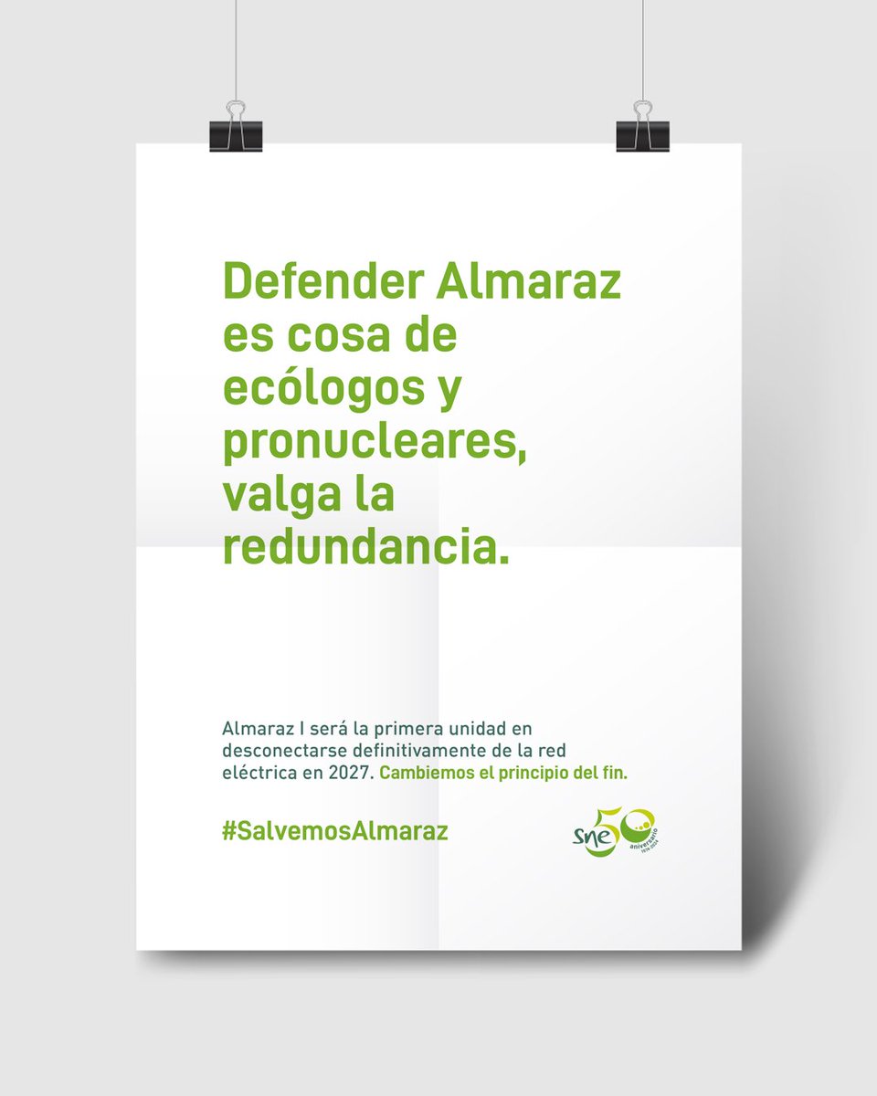 «Defender Almaraz es cosa de ecólogos y pronucleares, valga la redundancia».

Almaraz I será la primera unidad en desconectarse definitivamente de la red eléctrica en 2027. Cambiemos el principio del fin. #SalvemosAlmaraz

#SomosNucleares #NuclearSí.