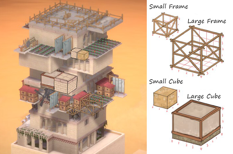 stargate_games's tweet photo. Cubes in our game: a decoration on the tower, can also be used as an extension (WIP)
#indiegame https://t.co/AbOFXtnwkQ