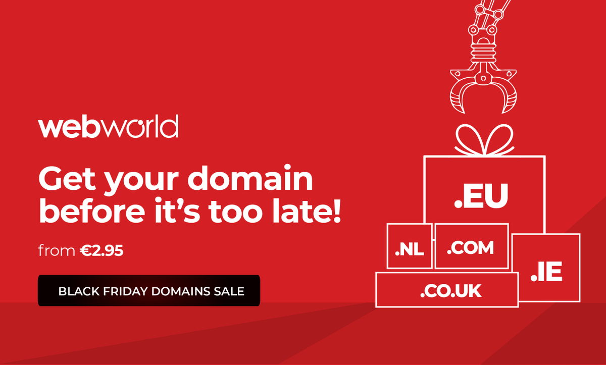 webworldireland's tweet photo. Unlock unbeatable Black Friday savings on your perfect domain! Secure savings on the most popular domains at incredible prices. #BlackFriday #Domains https://t.co/biXRDqTK6z https://t.co/OdNLFAUKpA