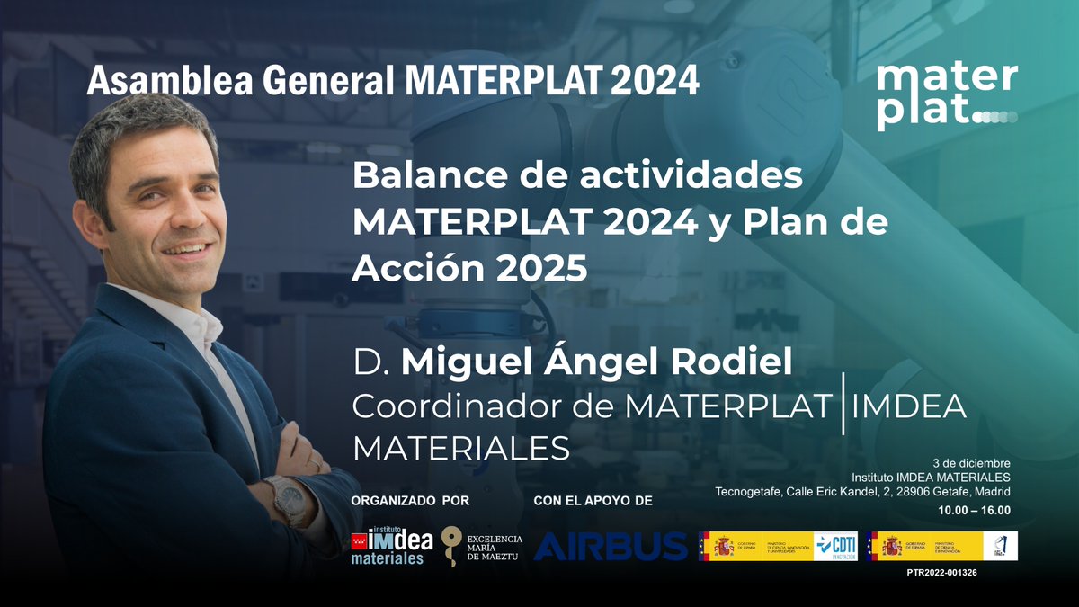 MATERPLAT (@materplat) on Twitter photo 👨💼 Presentamos al coordinador de #MATERPLAT y Director de Proyectos y Tecnología en <a href="/ImdeaMaterials/">IMDEA Materials</a>, Miguel Ángel Rodiel, uno de los ponentes en la próxima Asamblea General de MATERPLAT, el 3 de dic.
¡Regístrate ahora! docs.google.com/forms/d/e/1FAI…
<a href="/raquel_ledo/">Raquel Ledo</a>, <a href="/CTAG_Materials/">CTAG New Materials</a> 👨💼 Presentamos al coordinador de #MATERPLAT y Director de Proyectos y Tecnología en <a href="/ImdeaMaterials/">IMDEA Materials</a>, Miguel Ángel Rodiel, uno de los ponentes en la próxima Asamblea General de MATERPLAT, el 3 de dic.
¡Regístrate ahora! docs.google.com/forms/d/e/1FAI…
<a href="/raquel_ledo/">Raquel Ledo</a>, <a href="/CTAG_Materials/">CTAG New Materials</a>