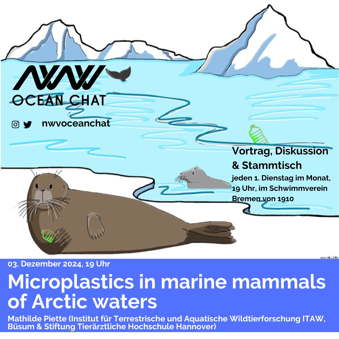 Am 3.12. um 19 Uhr (Strandweg 102) erzählt Mathilde Piette (ITAW) von ihrer Forschung zu Mikroplastik und Meeressäugern. Der Vortrag ist auf Englisch, der Eintritt frei, und es gibt Glühwein &amp; weihnachtliche Stimmung. Kommt gern vorbei! 🌊