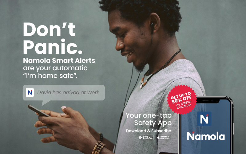If you're a DStv customer you get 50% off Namola Plus.  
Download the Namola app now and sign up for FREE
#dontpanic #namola #proudlysouthafrican