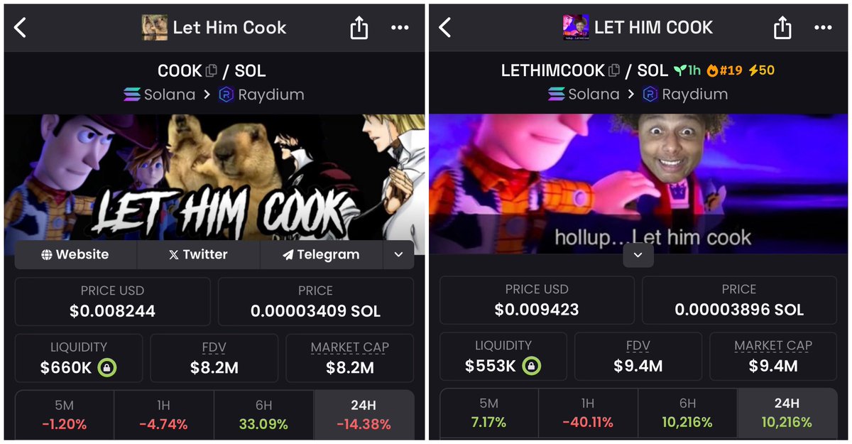 There is only one real $cook. 

The one that’s been around for 6 months with some of the realest, hardest working mother fkers in this whole space behind it, not this pump and dump bullsh*t being pushed by the usual suspects.

Left photo: REAL

Right photo: P&amp;D