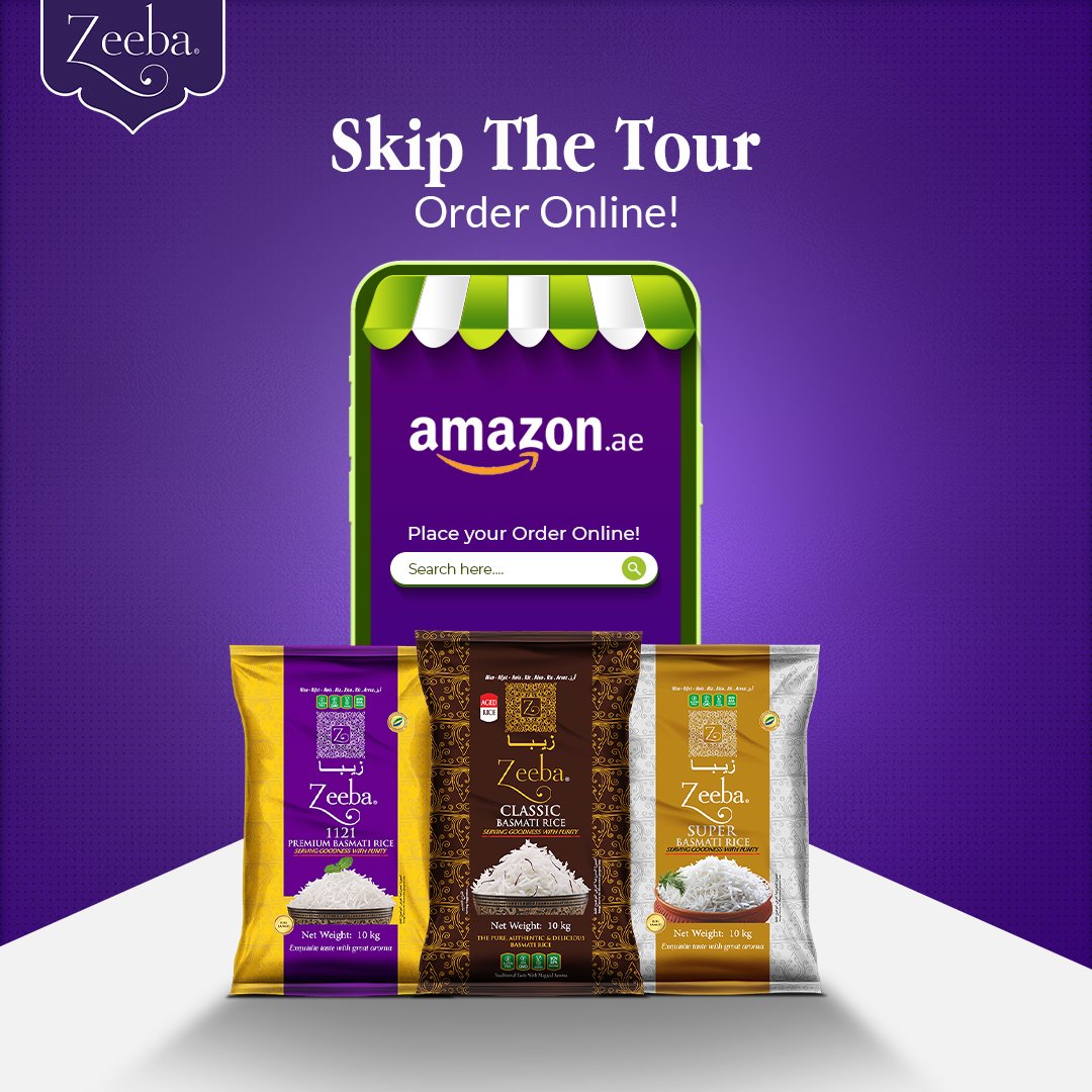 ZeebaMiddleEast's tweet photo. Order your pack of happiness in just a click!
Your favourite Zeeba is available on Amazon.

#zeebabasmatirice #orderonline #amazon #basmatirice #orderonline #classicbasmatirice #superbasmatirice #premiumbiryanibasmatirice #worldsmostbeautifulbasmati https://t.co/p4wGHcwyWi