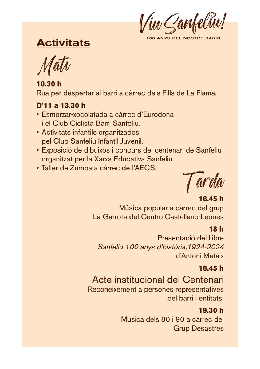 Celebrem el centenari del barri #Sanfeliu