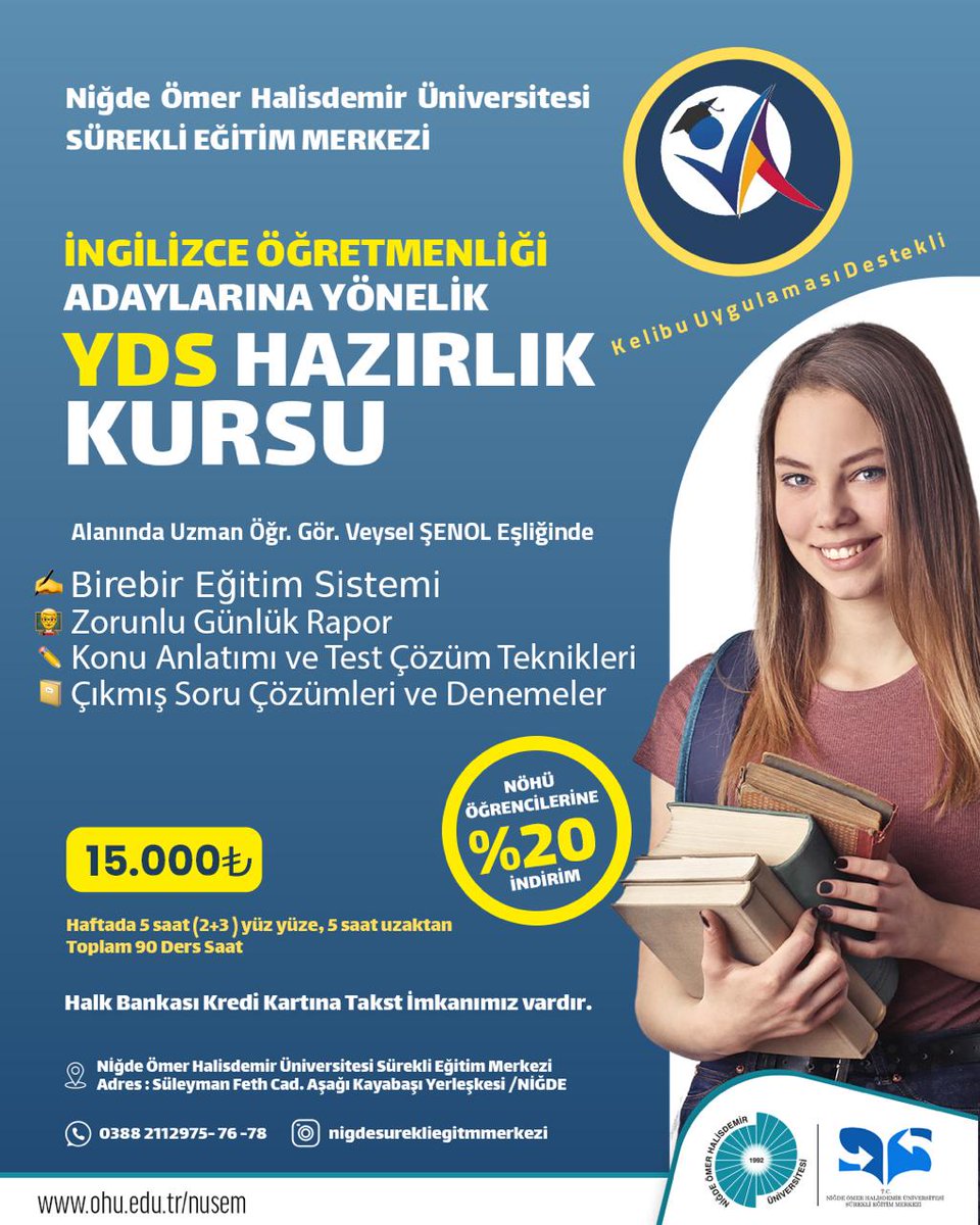 NOHUNUSEM's tweet photo. Birimimizde açılması planlanan YDS HAZIRLIK Kursu kayıtlarımız başlamıştır.  Online Kayıt için: https://t.co/8CVoLWjRrN
@NOHUniversitesi
@DrHasanUslu
@rcicek51
@yalcinibrahim51
@RBattaloglu
@abd_lermi
@bogamustafaOHU
@AttilaDol
@erkancaliskantr https://t.co/WglzNUehbj