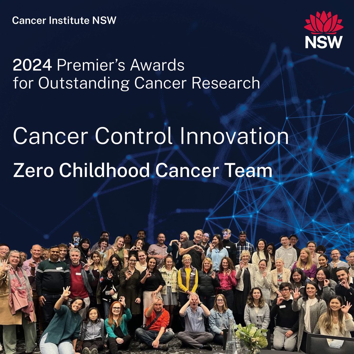 Cancer Institute NSW (@cancernsw) on Twitter photo Congratulations to the Zero Childhood Cancer Program (ZERO) team β 2024 winner of the Cancer Control Innovation Award. #cancerNSWawardsΒ <a href="/KidsCancerInst/">Childrens Cancer Institute</a> Congratulations to the Zero Childhood Cancer Program (ZERO) team β 2024 winner of the Cancer Control Innovation Award. #cancerNSWawardsΒ <a href="/KidsCancerInst/">Childrens Cancer Institute</a>