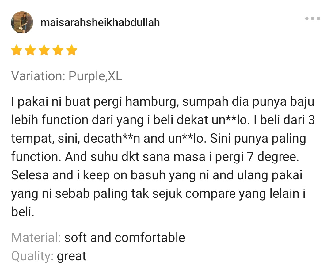 Bella_Shopping7's tweet image. Bagus betul akak ni tlg comparekan heattech Uniql0, Decathl0n dan brand paling function ni 🥹

Dahlah murah berganda ganda dr Uniql0 tapi lagi function. Boleh tahan suhu sampai 7 degree‼️