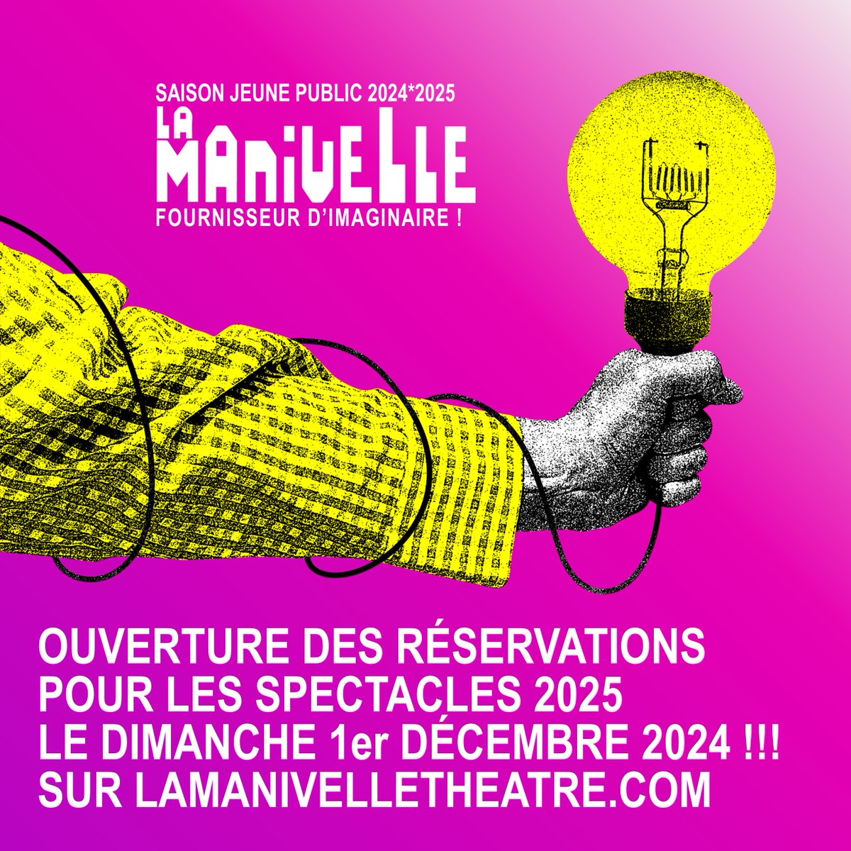 La Manivelle #Théâtre, tout un programme pour le #jeunepublic et la famille à #Wasquehal et Croix, près de #Lille #HautsdeFrance. Les réservations pour les spectacles de 2025 ouvrent dimanche 1er décembre sur lamanivelletheatre.com