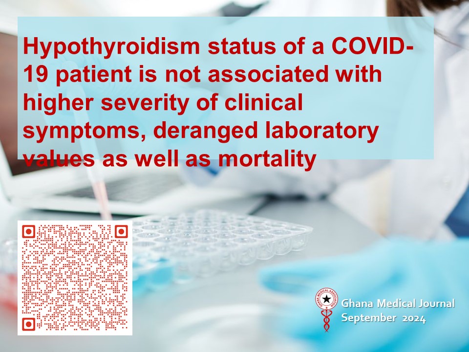 Ghana Medical Journal (@ghanamedj) on Twitter photo Comparative analysis of clinical profile, laboratory profile and outcome in COVID19 patients with and without hypothyroidism
ghanamedj.org/articles/Septe…
<a href="/ghanamedj/">Ghana Medical Journal</a>
<a href="/GhanaMedAssoc/">Ghana Medical Association</a>
<a href="/TheLancet/">The Lancet</a>
<a href="/AJOLinfo/">AJOLinfo</a>
<a href="/AJPPEditors/">African Journals</a> Comparative analysis of clinical profile, laboratory profile and outcome in COVID19 patients with and without hypothyroidism
ghanamedj.org/articles/Septe…
<a href="/ghanamedj/">Ghana Medical Journal</a>
<a href="/GhanaMedAssoc/">Ghana Medical Association</a>
<a href="/TheLancet/">The Lancet</a>
<a href="/AJOLinfo/">AJOLinfo</a>
<a href="/AJPPEditors/">African Journals</a>