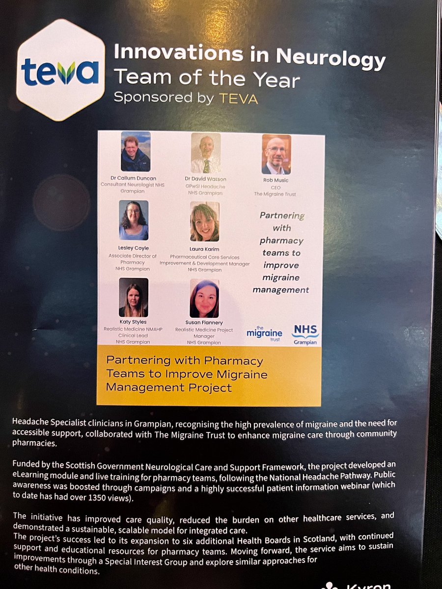 Rob Music (@robmusic_) on Twitter photo Thrilled that our <a href="/NHSGrampian/">NHS Grampian</a> & <a href="/MigraineTrust/">The Migraine Trust</a> project "Partnering with Pharmacy Teams to Improve Migraine Management" won the ‘Innovations in Neurology’ category at the Scottish Healthcare Awards 2024. So proud of the team. A truly change making partnership #SHA2024 #Migraine Thrilled that our <a href="/NHSGrampian/">NHS Grampian</a> & <a href="/MigraineTrust/">The Migraine Trust</a> project "Partnering with Pharmacy Teams to Improve Migraine Management" won the ‘Innovations in Neurology’ category at the Scottish Healthcare Awards 2024. So proud of the team. A truly change making partnership #SHA2024 #Migraine