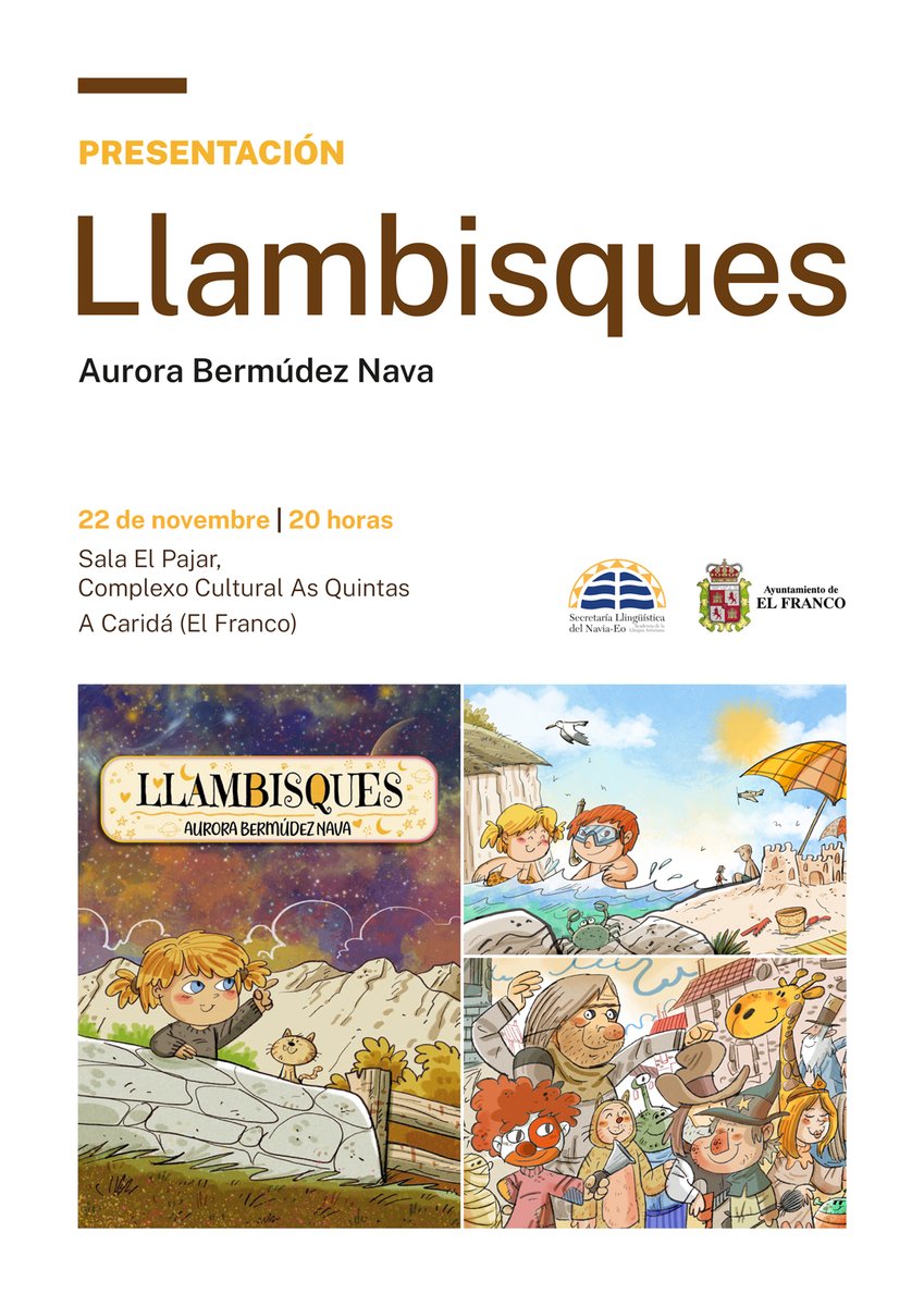 📕 Este venres 22 de novembre ás 20:00 h, Aurora Bermúdez Nava presenta "Llambisques" na sala El Pajar das Quintas d'A Caridá (El Franco).