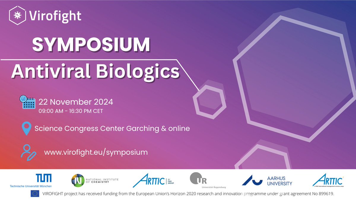 Tomorrow's the day🤩 
The #VIROFIGHTSymposium on 'Antiviral Biologics'  kicks off on 🗓️Nov 22 🕘9:00am CET

Get ready for insightful results and discussions on #antiviral approaches off the beaten tracks💡

You can still register &amp; join👉 virofight.eu/symposium