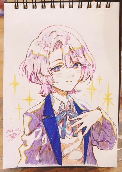 スケブに描かせてもらった学マスの麻央先輩 