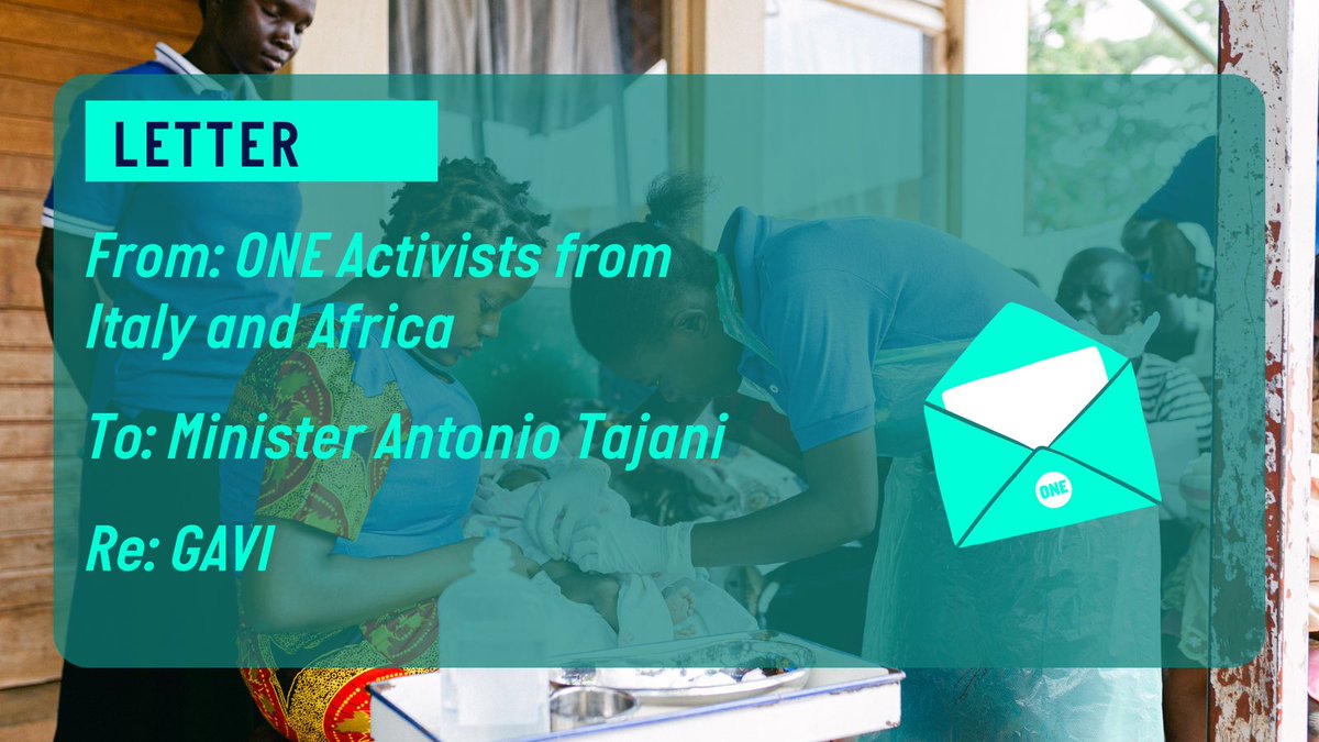 📢 In view of the <a href="/gavi/">Gavi, the Vaccine Alliance</a> replenishment, we #ONEActivists and <a href="/ONEChampions/">ONE Champions</a> have written a letter to Minister <a href="/Antonio_Tajani/">Antonio Tajani</a> asking for a 20% increase in global health funding over the next 5 years. Would he be willing to meet us? To read the letter👉 bit.ly/3AxzWYw