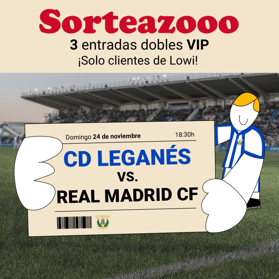 Se viene algo MUY GORDO ¡Sorteamos 3 entradas dobles VIP para ver el CD Leganés – Real Madrid CF! Sí, sí, lo que oyes😎 vas a poder pasearte por TODO el Butarque el domingo 24 como por tu casa.

Si no te quieres perder esta maravilla, tienes que:
👉🏼Seguir a <a href="/Lowi_es/">Lowi</a> y a