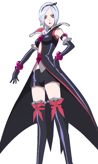 頭部はシルバーで、黒いホットパンツで、眼の色は赤で、全体の差し色にも赤が使われてるキャラクターを考えるとこの二極化になる。 