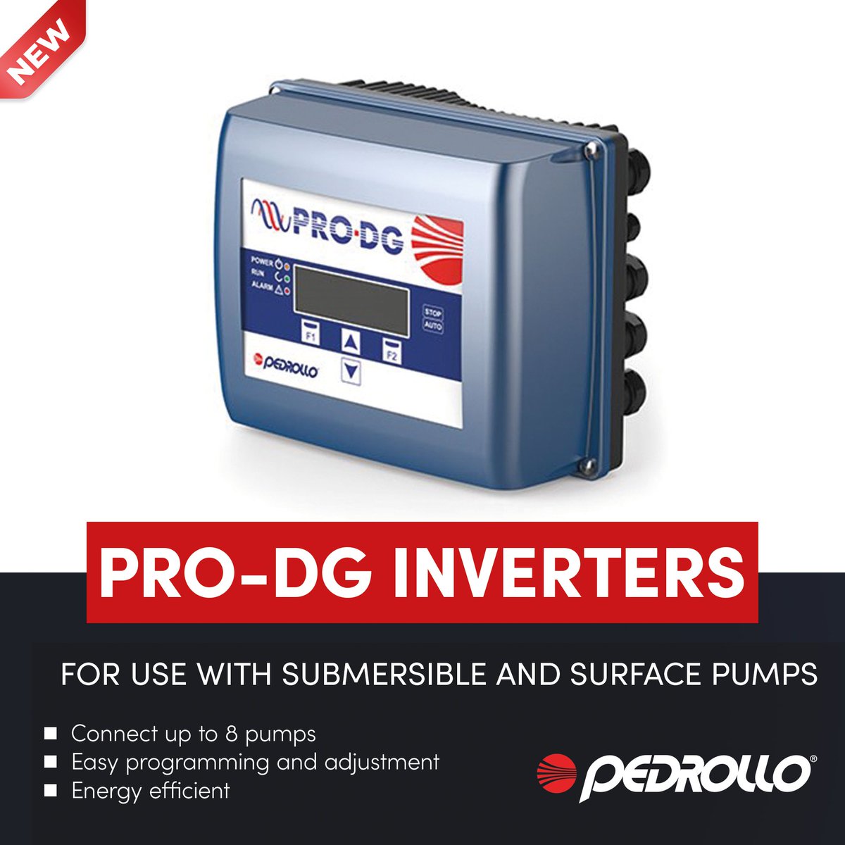 PedrolloUK's tweet photo. The  PRO-DG is an inverter-based electronic control device.  Providing constant pressure within a system, it is  specifically engineered for professional water supply, distribution, and  transportation applications across the #commercial, #industrial, and  #agricultural sectors. https://t.co/cjmiWQj5F0