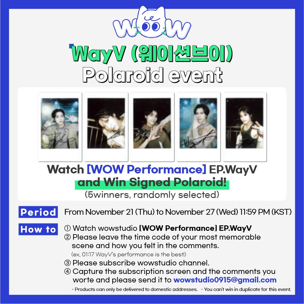 wowstudio_offcl's tweet photo. [와우퍼포먼스 이벤트]

WayV (웨이션브이) 사인 폴라로이드 EVENT 1🎁

<기온별 코디>
• 19~17도 : 얇은 가디건, 니트, 맨투맨, 후드, 긴바지
• 16~12도 : 자켓, 가디건, 청자켓, 니트, 청바지
• 11~9도 : 코트, 야상, 점퍼, 기모바지
• 8~5도 : 히트텍, 가죽옷, 기모
• 4도 이하 : WayV의 'HIGH FIVE’듣기,,💚

✋하이파이브 하면 웨이즈니 하는 거다✋
🔗https://t.co/14nbDgs3rs

#WayV #威神V #웨이션브이 #HIGHFIVE
#FREQUENCY #WayV_FREQUENCY #와우퍼포먼스
@WayV_official