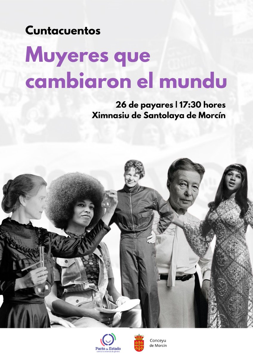 aytomorcin's tweet photo. "Muyeres que cambiaron el mundu", una sesión de cuentacuentos con motivo del #25N, que no te puedes perder 👇

🕐 17.30 horas
📍 Santolaya de Morcín (Gimnasio)

#morcín #25N #igualdad #asturias https://t.co/25TnXPIBnV