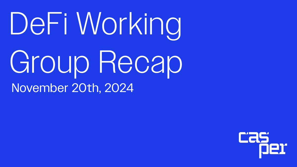 Watch the recording of yesterday's #CasperDeFi working group call which covered topics including; 

👉 Update on the upcoming Casper 2.0 release 
👉 Casper Liquid Staking Program 
👉 Router Protocol + Router Intents

In addition, this session included presentations and overview's