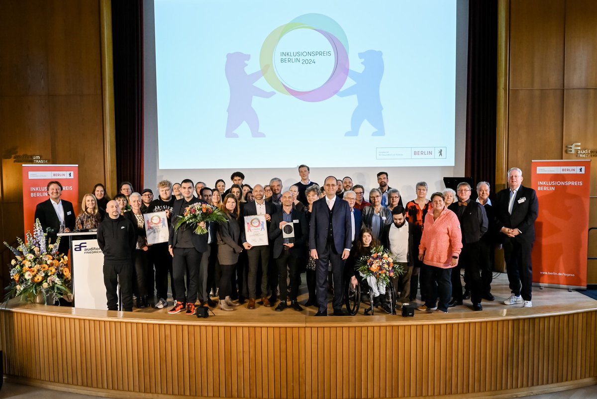 Der Berliner #Inklusionspreis 2024 wurde verliehen. 🎉

Die Gewinner sind:
•Lebenswelten Restaurations GmbH
•Kleinunternehmen: Repro- und Werbezentrum Prenzlauer Berg GmbH
•Puchmayr Dentaltechnik GmbH
•Deutsche Welle (Standort Berlin)

Infos: berlin.de/lageso/service…