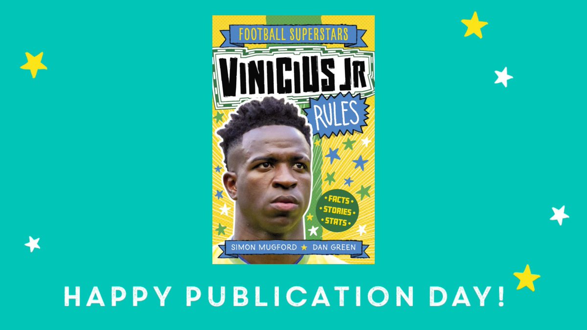 HachetteKids's tweet photo. Happy publication day to Football Superstars: Vinicius Jr Rules from the wonderful @simonmugford and @DanTheScribbler   
Packed with football facts, read the amazing story of how Vini Jr honed his skills as a boy and has since followed in the footsteps of Pele &amp; Ronaldo⚽🏆 https://t.co/tn3w5F73Dm