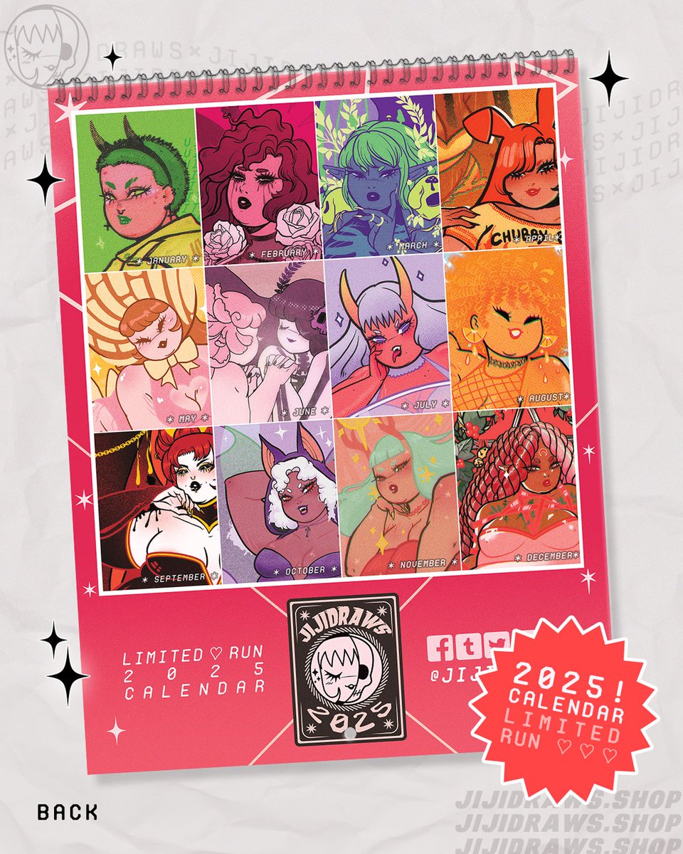 ✨✨✨
my 2025 calendar preorder is now open :)) included are the major wiccan hols alongside the common U.S. hols, and per usual, the moon phases every month! xx
✨✨✨
jijidraws.shop/collections/ne…