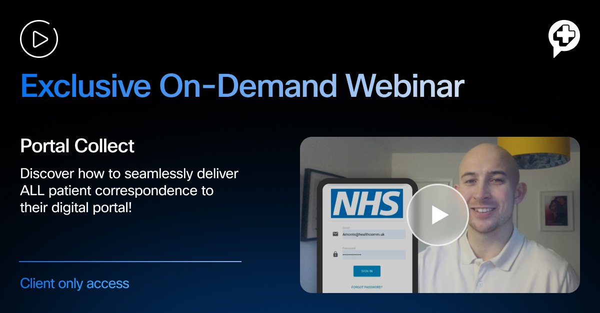 🎞️ On-demand Webinar 📽️ We're excited to share with you an exclusive demo of the new add-on to our patient portal – Portal Collect.

See how we deliver ALL patient correspondence to one hub, from test requests to discharge letters, and much more!

👉 cpaas.webex.com/lp/healthcare-…