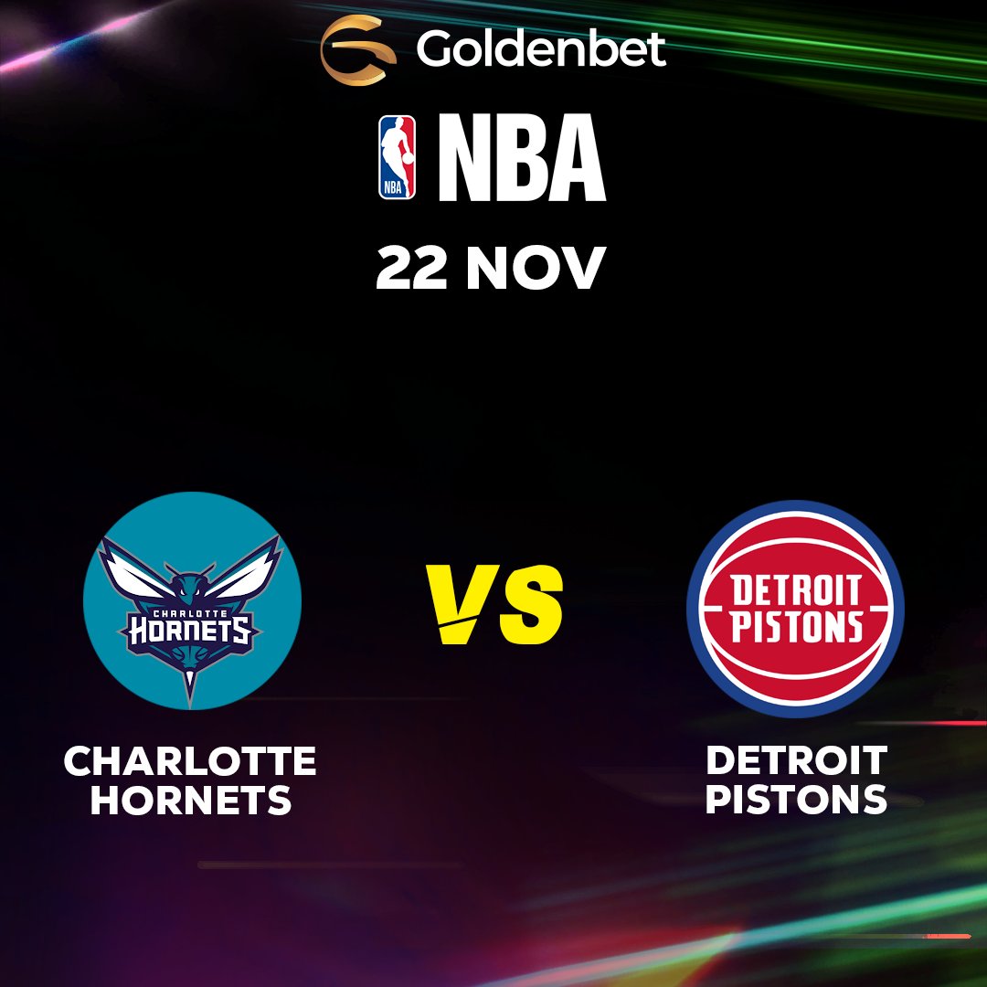 Goldenbetcom's tweet photo. 🤔 What do you think Who will win? 🏆

 Share your thoughts below! ⬇️

⚽️ Charlotte Hornets 🆚 Detroit Pistons ⚽️
 
- Retweet and like this post
- Tag Your Friend

#Goldenbet  #Goldenbetcom  #casino #DetroitPistons #NBA  #sportsbet #ThursdayMotivation #London #ICBM #CharlotteHornets #BetMGM