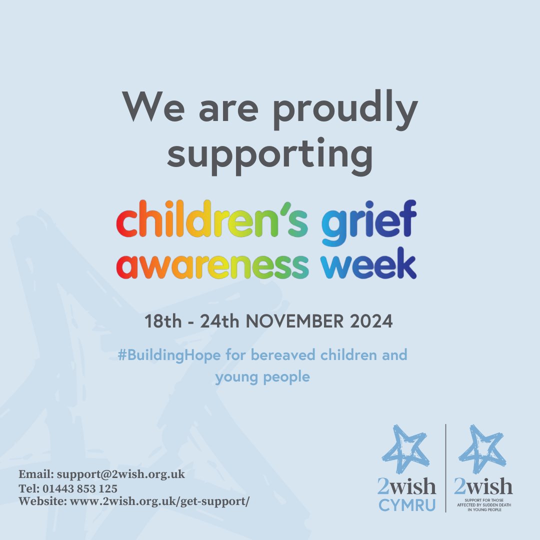 #ChildrensGriefAwarenessWeek is all about helping children who have been or are currently experiencing feelings of grief and bereavement, and offering support in navigating these complex emotions.

As always, 2wish are here if you would like to talk 💙

#BuildingHope #CGAW24