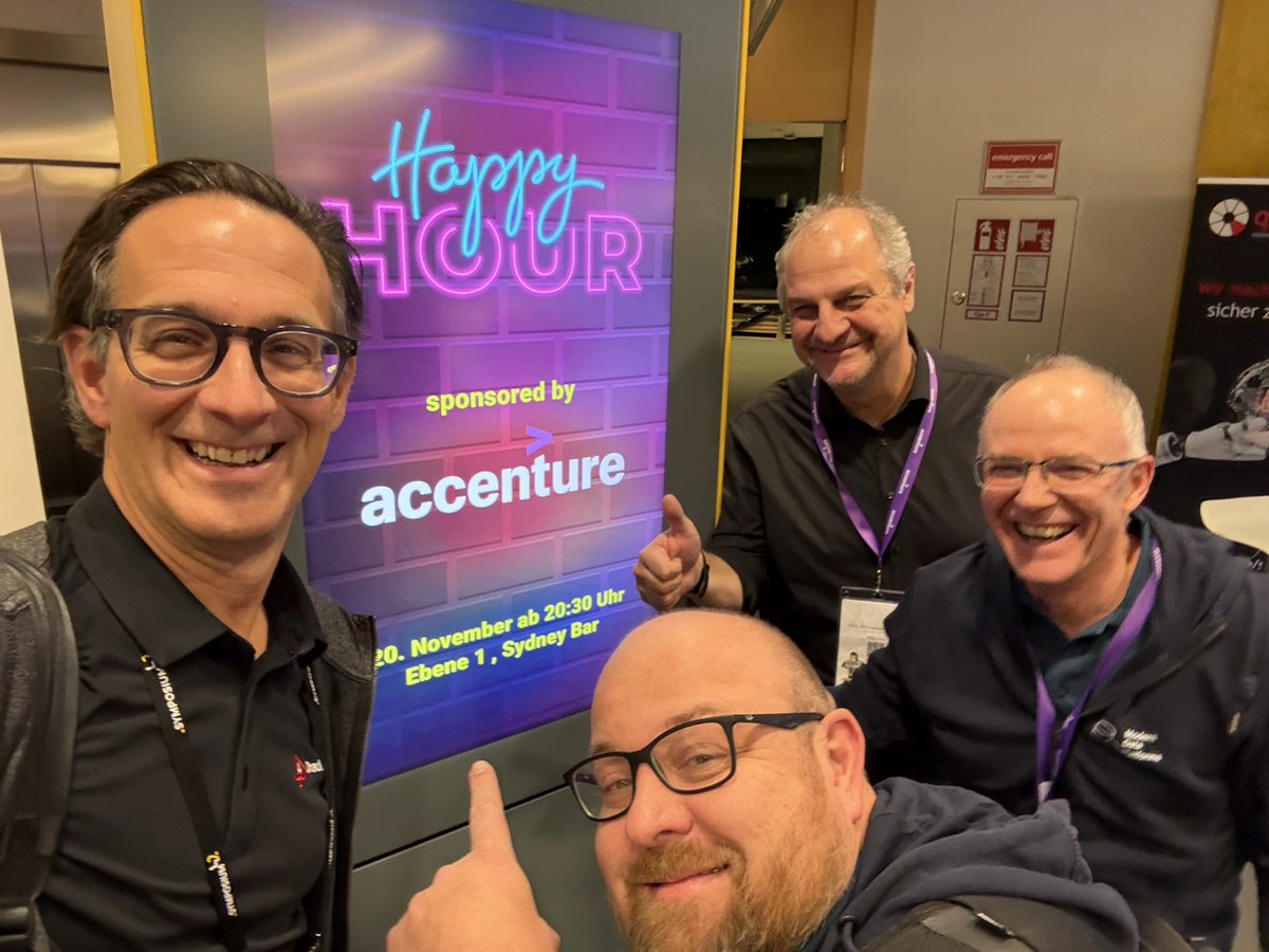 .<a href="/Accenture/">Accenture</a> kicked off the #DOAG2024 community Party by sponsoring the #HappyHour at the Bar. Great you joined!
<a href="/stefanoehrli/">Stefan Oehrli</a> @martinberger_ch <a href="/MHotzy/">Mirko Hotzy</a> <a href="/KonradHaefeli/">Konrad Haefeli</a> <a href="/DOAGeV/">DOAG e.V.</a> <a href="/SOUG_CH/">SwissOracleUserGroup</a> <a href="/OracleDatabase/">Oracle AI Database</a> #Community