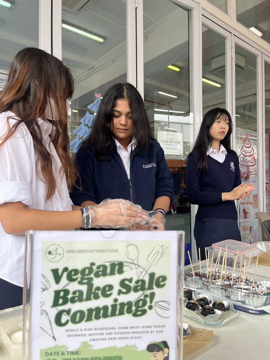 AndyHSP (@hsp_andy) on Twitter photo Today, the Grin Green Club hosted a Vegan Bake Sale as a club fundraiser. Students of all ages enjoyed some treats, while raising awareness about the environmental impact of animal based food items. Pretty cool!
<a href="/aishongkong/">American International School</a>
<a href="/asimpsonEDU/">Anita Simpson</a>
<a href="/Meg_Rob22/">Meghan Robertson</a>
#RedBrick125
#AISShareTheLove Today, the Grin Green Club hosted a Vegan Bake Sale as a club fundraiser. Students of all ages enjoyed some treats, while raising awareness about the environmental impact of animal based food items. Pretty cool!
<a href="/aishongkong/">American International School</a>
<a href="/asimpsonEDU/">Anita Simpson</a>
<a href="/Meg_Rob22/">Meghan Robertson</a>
#RedBrick125
#AISShareTheLove