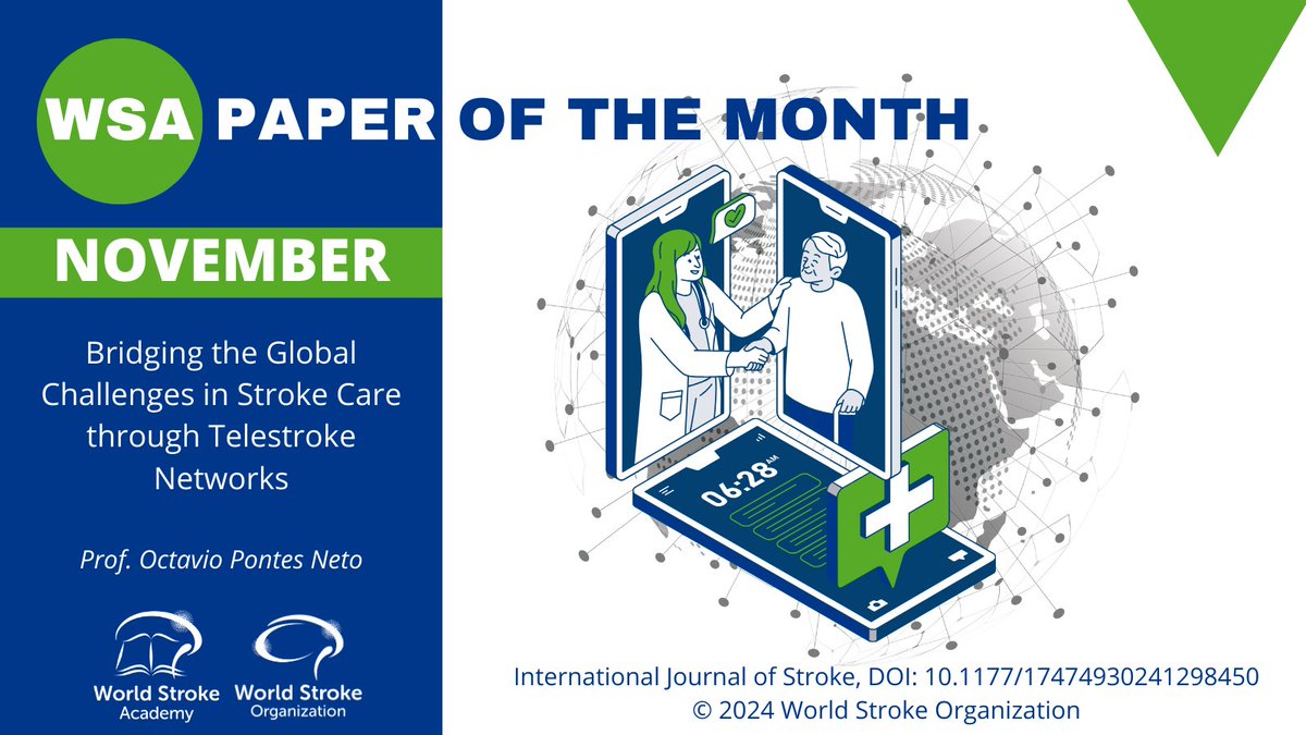 World Stroke Academy (@worldstrokeed) on Twitter photo 📣November #PaperOfTheMonth: Bridging the Global Challenges in Stroke Care through Telestroke Networks, by <a href="/opontesnetoMD/">Octavio Pontes Neto</a>
👉world-stroke-academy.org/news/the-paper…
đź”—Tunkl C, Agarwal A, Ramage E, et al., <a href="/IntJStroke/">International Journal of Stroke</a>, doi:10.1177/17474930241298450
🎥Interview to <a href="/ChrissiTunkl/">Christine Tunkl</a> coming soon! 📣November #PaperOfTheMonth: Bridging the Global Challenges in Stroke Care through Telestroke Networks, by <a href="/opontesnetoMD/">Octavio Pontes Neto</a>
👉world-stroke-academy.org/news/the-paper…
đź”—Tunkl C, Agarwal A, Ramage E, et al., <a href="/IntJStroke/">International Journal of Stroke</a>, doi:10.1177/17474930241298450
🎥Interview to <a href="/ChrissiTunkl/">Christine Tunkl</a> coming soon!