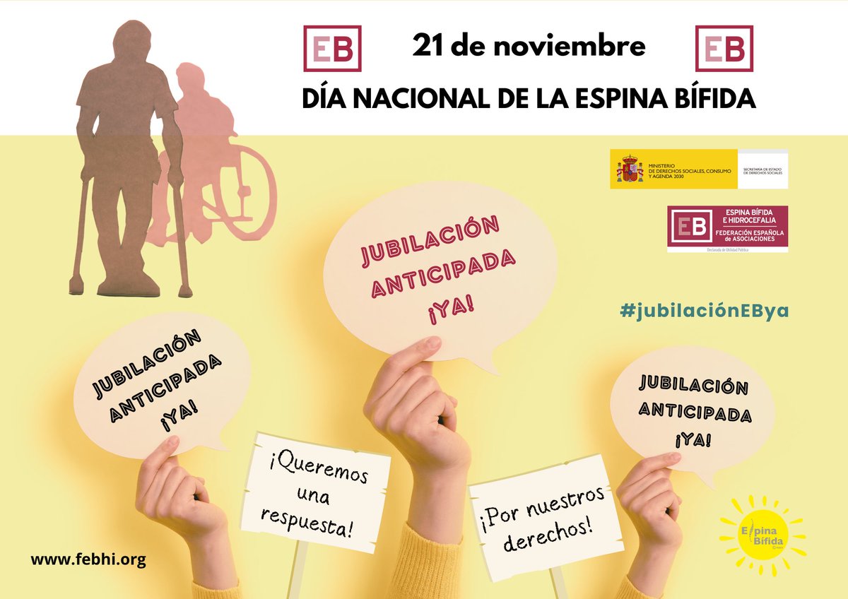 💛 El 21 de noviembre, Día Nacional de la #EspinaBífida, <a href="/FEBHI_ORG/">FEBHI</a> reivindica el derecho a la jubilación anticipada para las personas que padecen esta enfermedad.

La Porta de la Mar se iluminará esta noche de amarillo con motivo del #21nov #DiaNacionalEB.