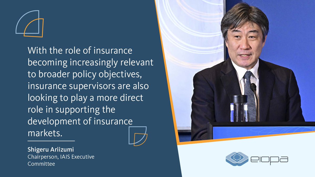 Thank you 🙏 #ShigeruAriizumi, Chairperson IAIS Executive Committee, for your intervention about how the insurance sector is doing at an international level and for outlining the future priorities of the #IAIS in the opening of #EIOPAConference2024

Credits: EIOPA/martinjoppen.de