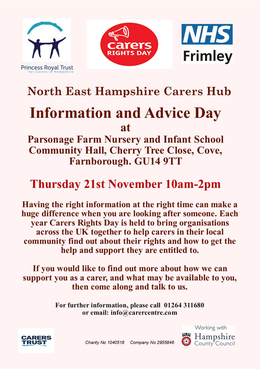 Today is Carers Rights Day! Today is about recognising and understanding your rights as a carer, we hope  you find all the support you deserve at our information and advice day🤗