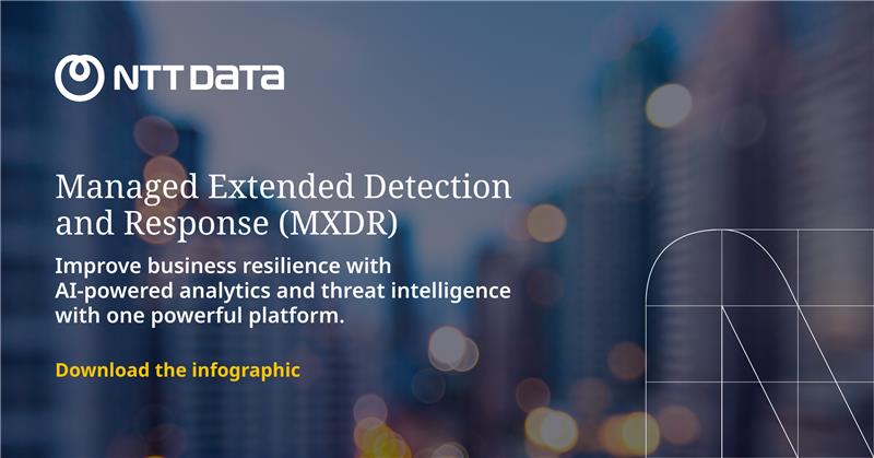 nttdata_inc's tweet photo. Streamline your #Cybersecurity operations with MXDR. 🛡️

Eliminate console switching and enhance security with one platform. Learn more about how our #MXDR service, powered by @PaloAltoNtwks' Cortex XSIAM. 

⬇️ Download the infographic: https://t.co/KujLhJwtgw https://t.co/CNDztWw1w2