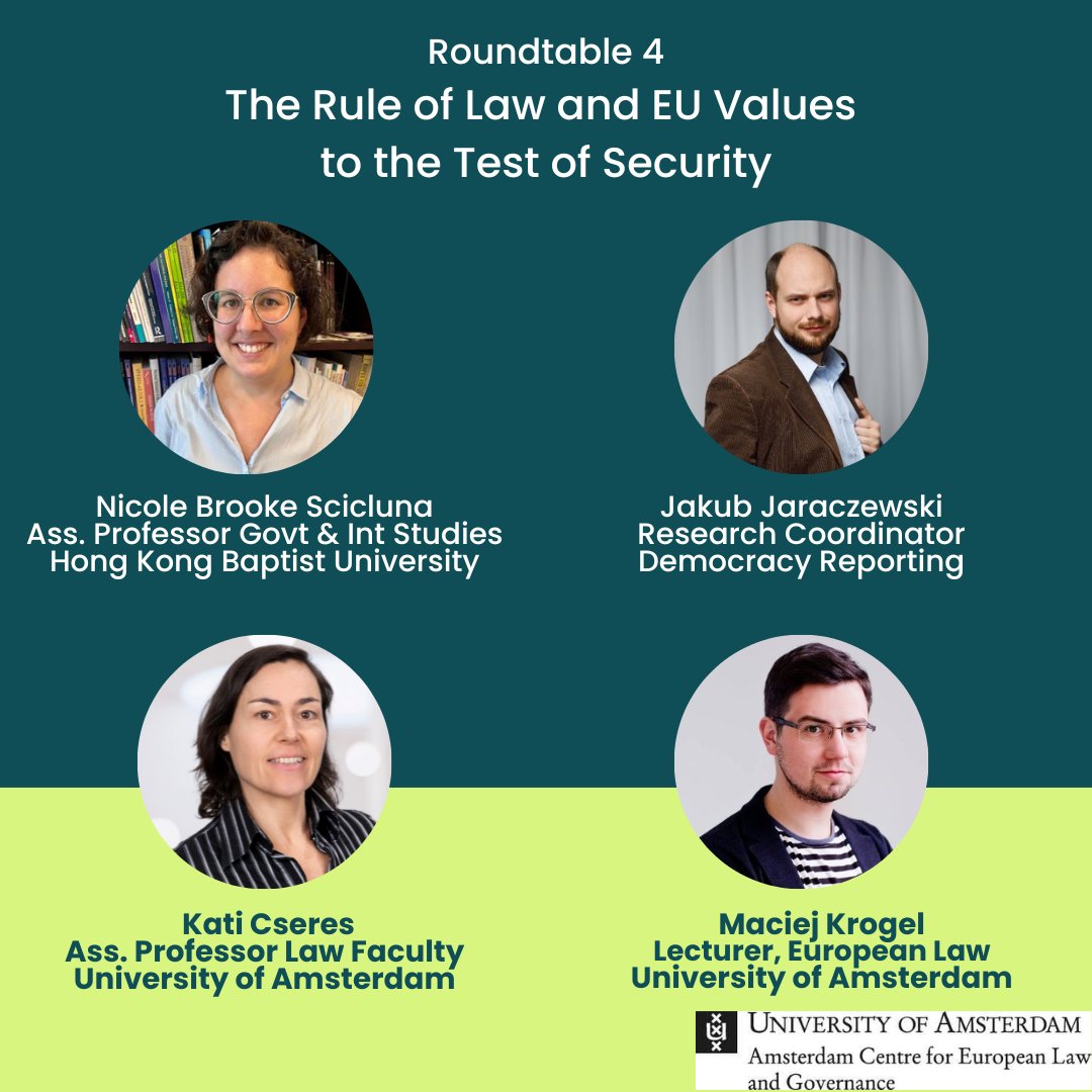 Amsterdam Centre for European Law and Governance (@acelg_uva) on Twitter photo Join us in 1 week <a href="/AdamLawSchool/">Amsterdam Law School</a> for our conference on 'How Geopolitics and Security Change the EU and its Law'. 28-29 Nov.
The 4th panel inc. <a href="/J_Jaraczewski/">Jakub Jaraczewski</a>, <a href="/scicluna_nb/">Nicole Scicluna</a>, <a href="/csereskati/">Kati Cseres</a>, <a href="/KrogelMaciej/">Maciej Krogel #StandWithUkraine</a> to discuss rule of law & EU values tested by security.
acelg.uva.nl/content/events… Join us in 1 week <a href="/AdamLawSchool/">Amsterdam Law School</a> for our conference on 'How Geopolitics and Security Change the EU and its Law'. 28-29 Nov.
The 4th panel inc. <a href="/J_Jaraczewski/">Jakub Jaraczewski</a>, <a href="/scicluna_nb/">Nicole Scicluna</a>, <a href="/csereskati/">Kati Cseres</a>, <a href="/KrogelMaciej/">Maciej Krogel #StandWithUkraine</a> to discuss rule of law & EU values tested by security.
acelg.uva.nl/content/events…