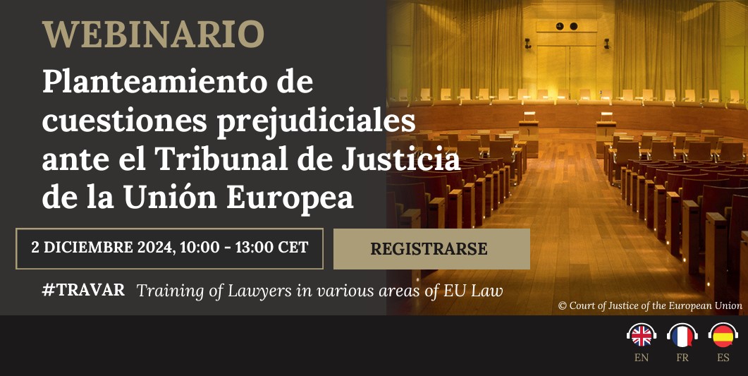 📢¡Inscripción abierta!📝Participa en el webinar: “Planteamiento de cuestiones prejudiciales ante el Tribunal de Justicia de la UE”.
🗓️2/12
⏰10-13 CET
👉Criterios de admisibilidad, práctica efectiva y novedades jurídicas
🎧Traducción simultánea al español
abogacia.es/actualidad/age…