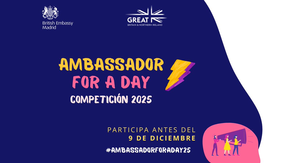ukinspain's tweet photo. Vuelve #AmbassadorForAday25. Lanzamos la 3a edición del concurso para acercar la diplomacia a chicas de 16-18 años de toda 🇪🇸 El tema de este año es las jóvenes y el deporte. Toda la info: https://t.co/YVpPirNlZd #GREATGamechangers
@AlemaniaDiplo @UKinUkraine @AusEmbEsp https://t.co/WKpVJOjE3M