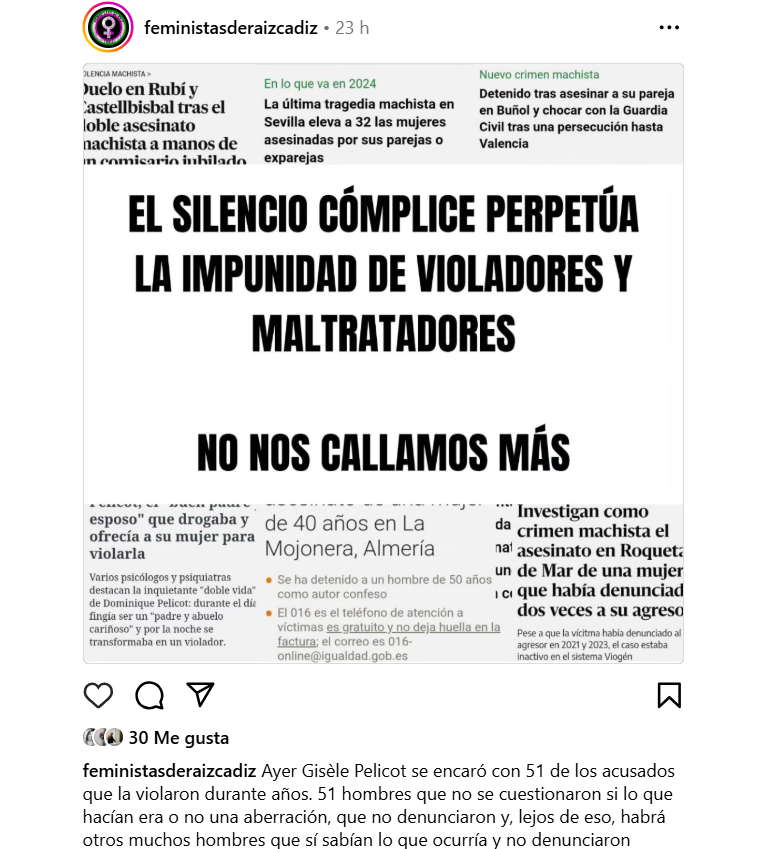 Femradc's tweet photo. Gisèle Pelicot se encaró con 51 de los acusados que la violaron durante años. 51 hombres que no se cuestionaron si lo que hacían era o no una aberración, que no denunciaron y, lejos de eso, habrá otros muchos hombres que sí sabían lo que ocurría y no denunciaron jamás. + https://t.co/6D4poLM2AU
