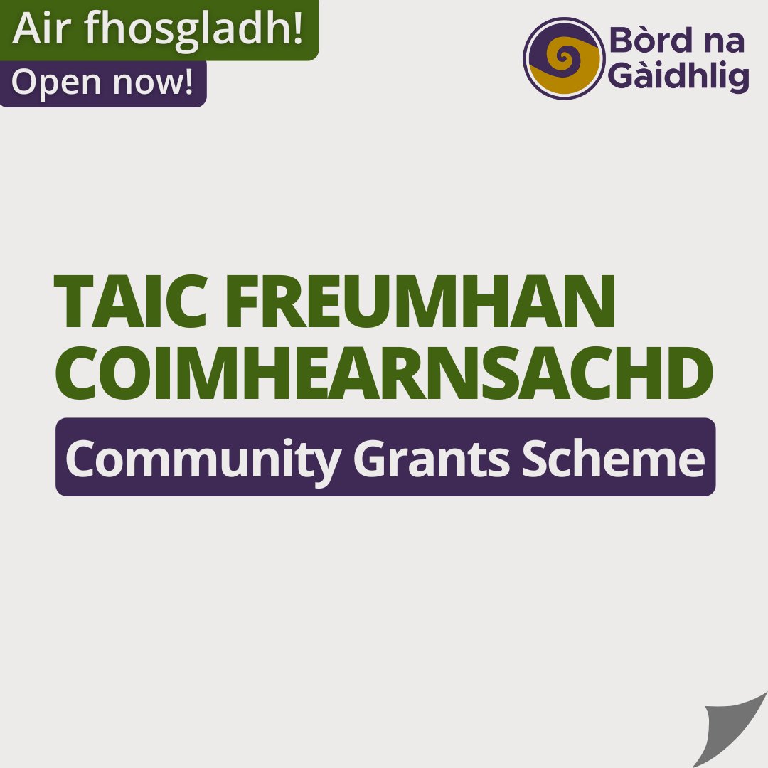 📢Funding for projects that will support Gaelic at the community level between 2025 and 2027!

The application deadline is 3pm on 28.01.25🗓️

More information📲👇
bit.ly/TFC-Community-…

#Gàidhlig #Gaelic #SgeamaTFC