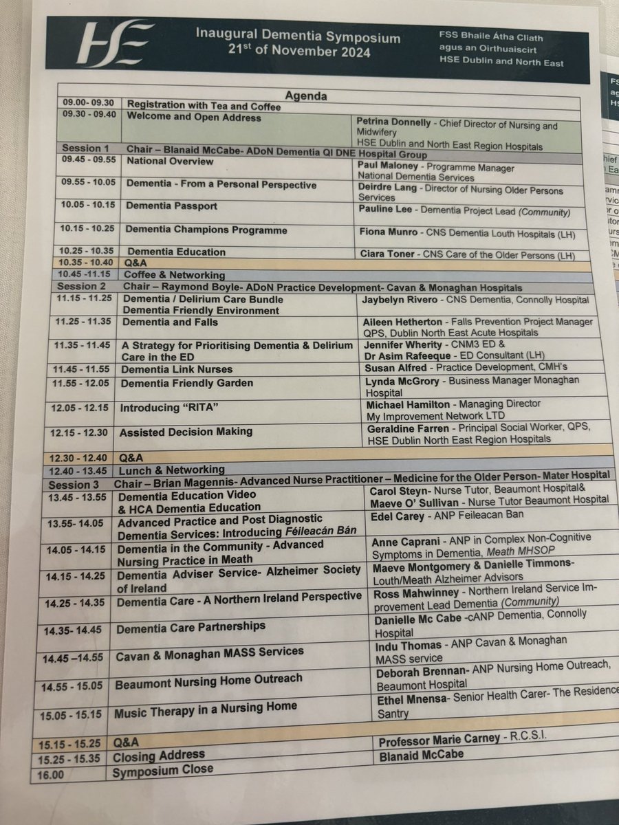 Inaugural Dementia Symposium. ….and we’re off. Looks like a really promising line up. Great opps for collaboration and networking