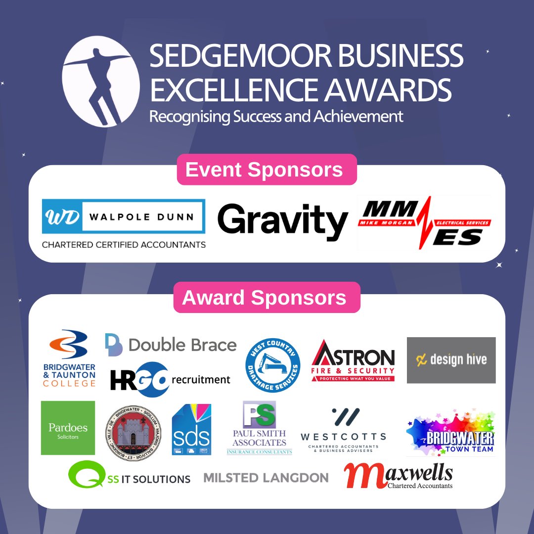 As we count down to the Sedgemoor Business Excellence Awards, you’ve probably seen plenty of our posts promoting this exciting event. 𝐓𝐨𝐝𝐚𝐲, 𝐰𝐞’𝐝 𝐥𝐢𝐤𝐞 𝐭𝐨 𝐩𝐚𝐮𝐬𝐞 𝐚𝐧𝐝 𝐞𝐱𝐭𝐞𝐧𝐝 𝐚 𝐌𝐚𝐬𝐬𝐢𝐯𝐞 𝐓𝐡𝐚𝐧𝐤 𝐘𝐨𝐮 𝐭𝐨 𝐎𝐮𝐫 𝐒𝐩𝐨𝐧𝐬𝐨𝐫𝐬! 🙏